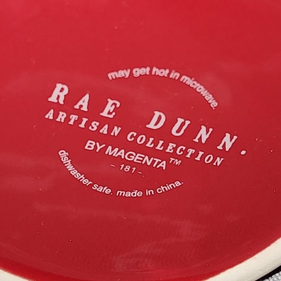 Rae Dunn CUTIE Red Ceramic Coffee Mug 16 Oz Embossed Hearts Around The Bottom - Picture 10 of 14